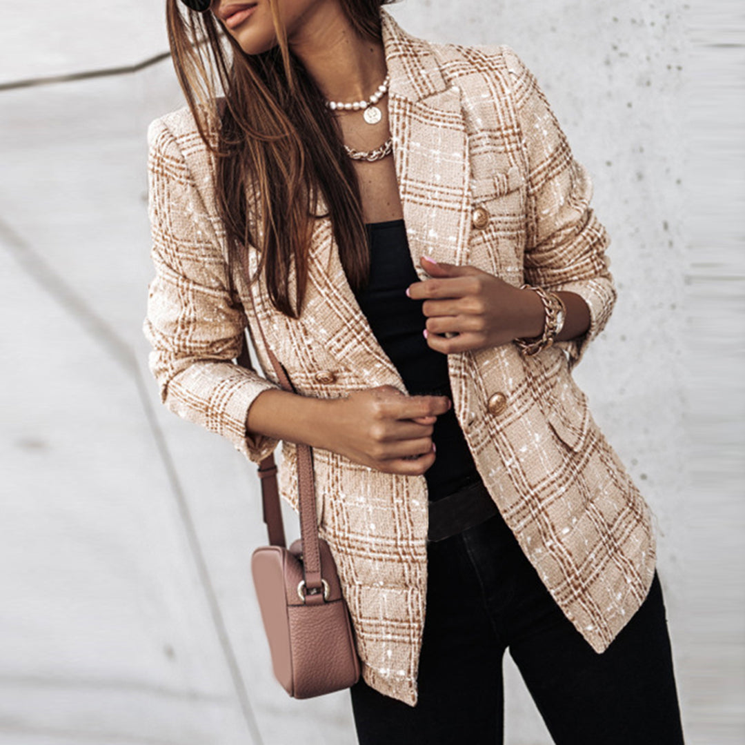Odalinde Blazer | Chique Tweed Blazer met Gouden Knopen