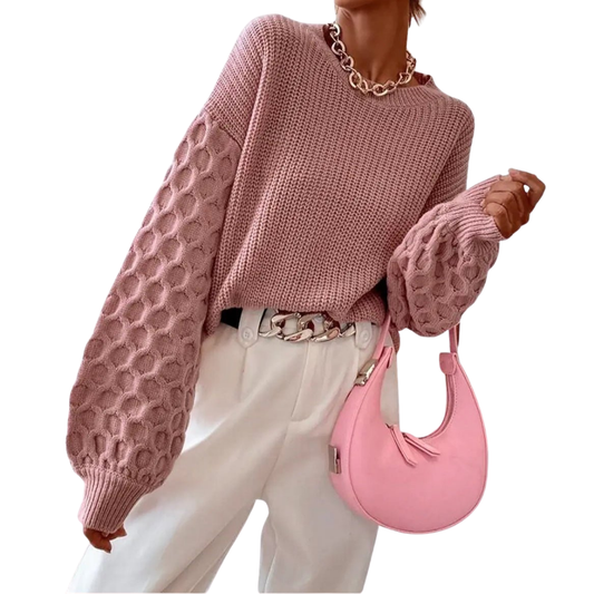 Aida Jumper | Herfst Gebreide Jumper met Ballonmouwen en Structuur