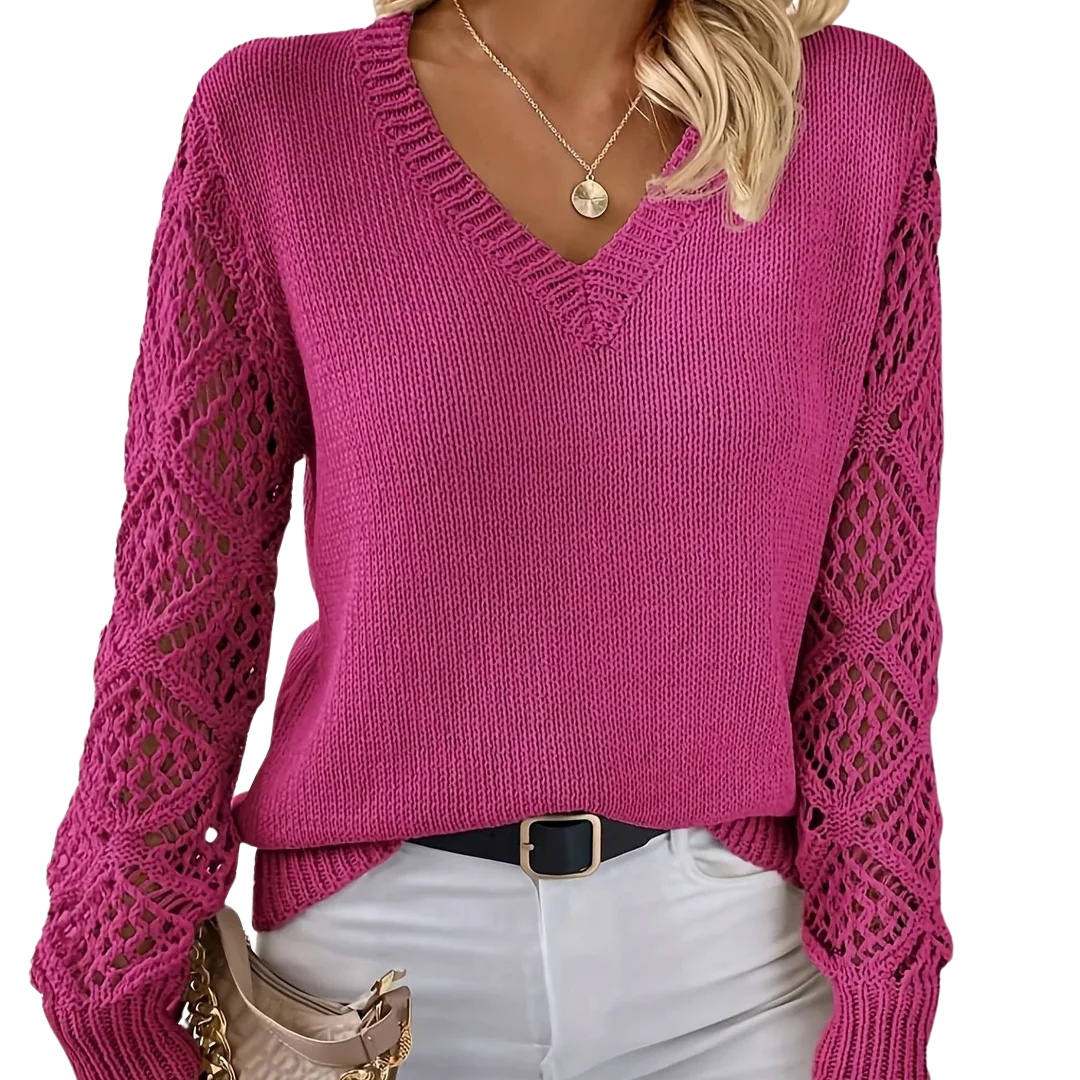 Maia Trui | Lange Mouw Gebreide V-Hals Trui