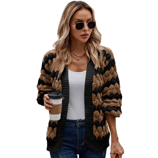 Alannah Vest | Herfst Gebreid Vest met Grove Structuur en Open Voorkant