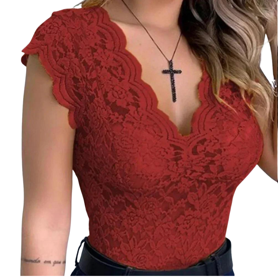 Jalena Bloes | Korte Mouw Kanten Bloes