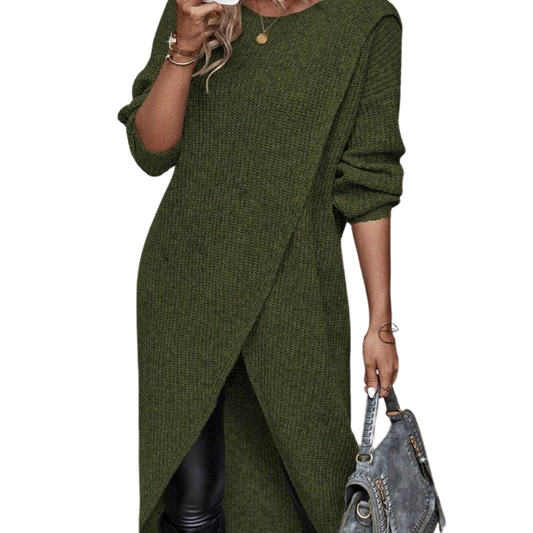 Phemie Jurk | Knusse Asymmetrische Gebreide Trui Jurk