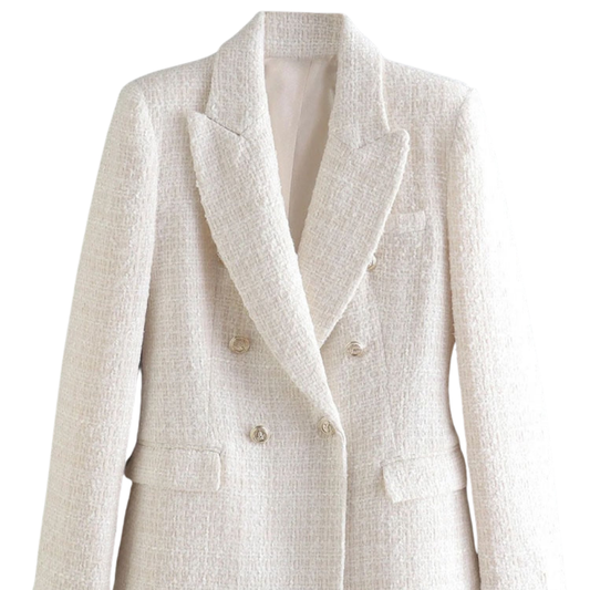 Reini Blazer | Dames Dubbelrijige Tweed Blazer