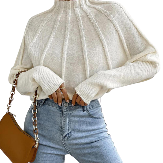 Aileen Jumper | Herfst Gebreide Jumper met Hoge Hals en Plooistructuur