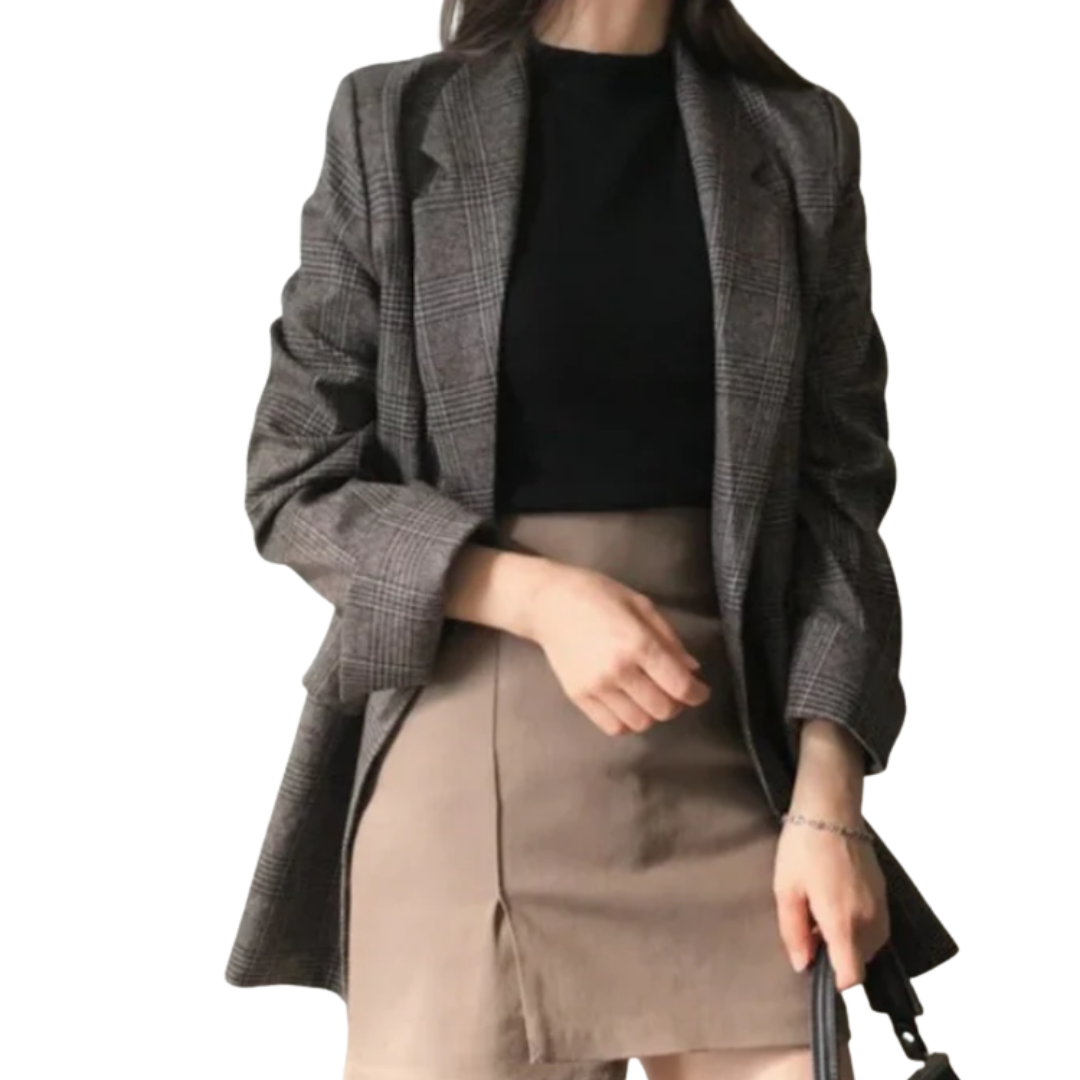 Gellie Blazer | Vrouwen lange geruite blazer