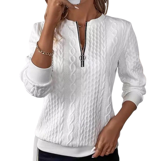 Ziona Trui | Casual Gebreide Ritssluiting Trui