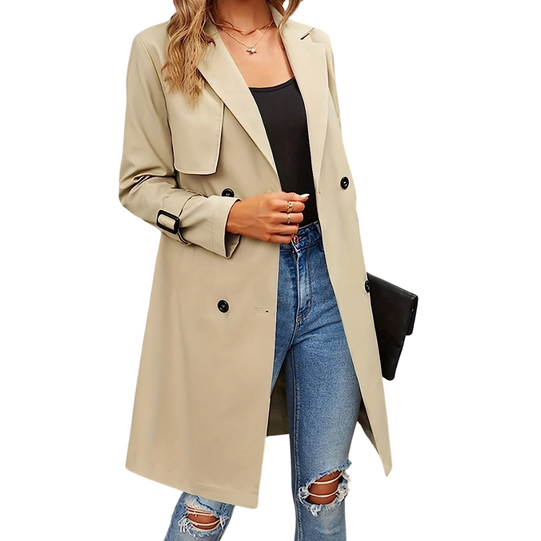 Reya Trenchcoat | Klassieke Trenchcoat met Dubbele Knoopsluiting en Riem