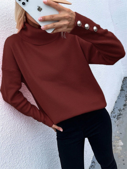 Adia Jumper | Herfst Coltrui Jumper met Knopen Detail