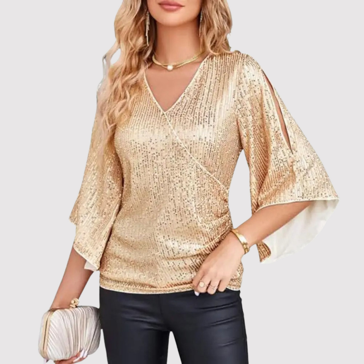 Rachelle Top | Casual Sequin V-Hals Top