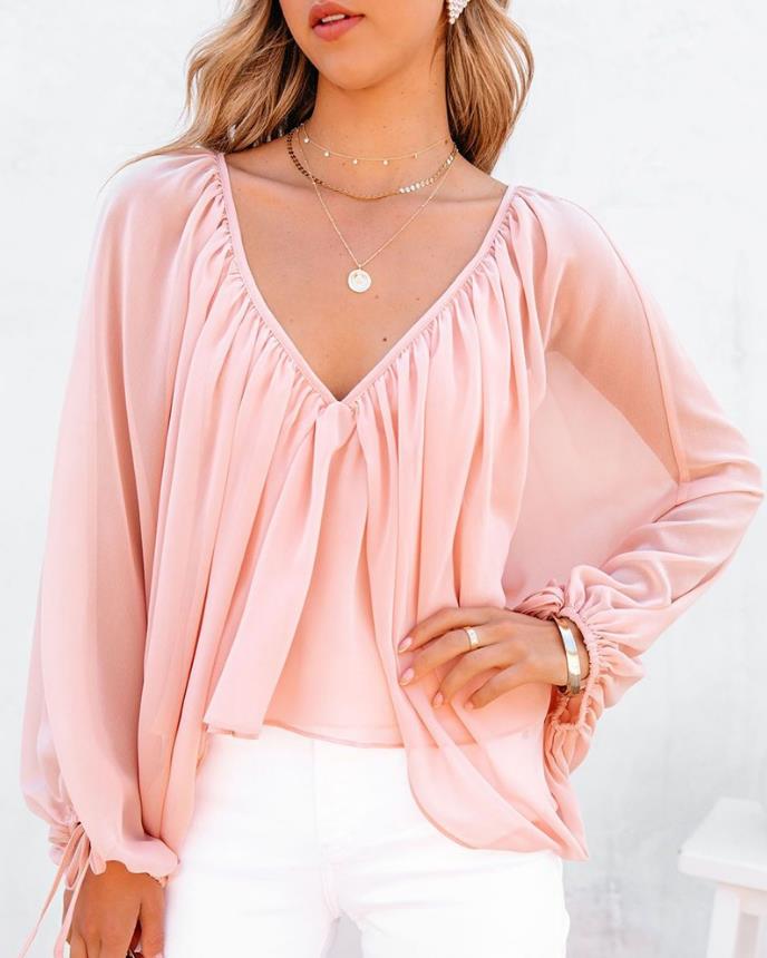 Tabatha Bloes | Dames Batwing Mouwen V-Hals bloes