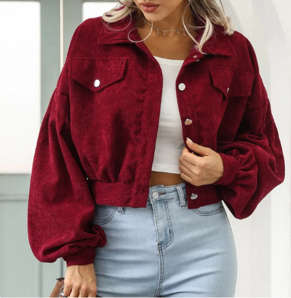 Bina Jacket | Dames Herfst Corduroy Cropped Jacket