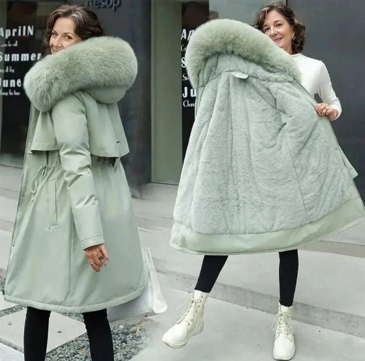 Benyaminah Coat | Dames Winter Jas met Capuchon en Faux Fur Kraag