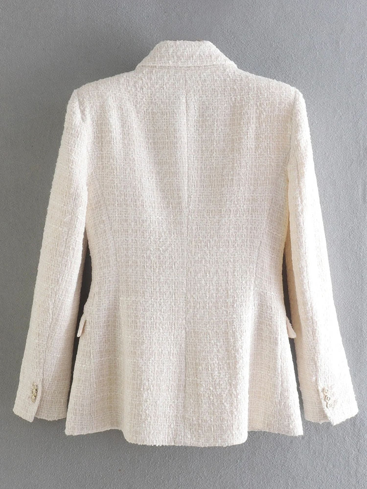 Reini Blazer | Dames Dubbelrijige Tweed Blazer