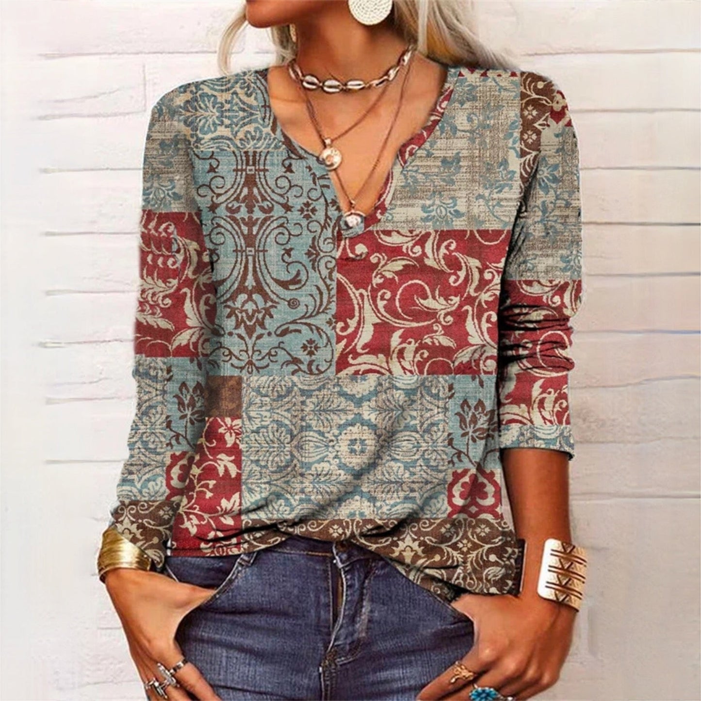 Vivianne Top | Elegante top met wervelend patroon