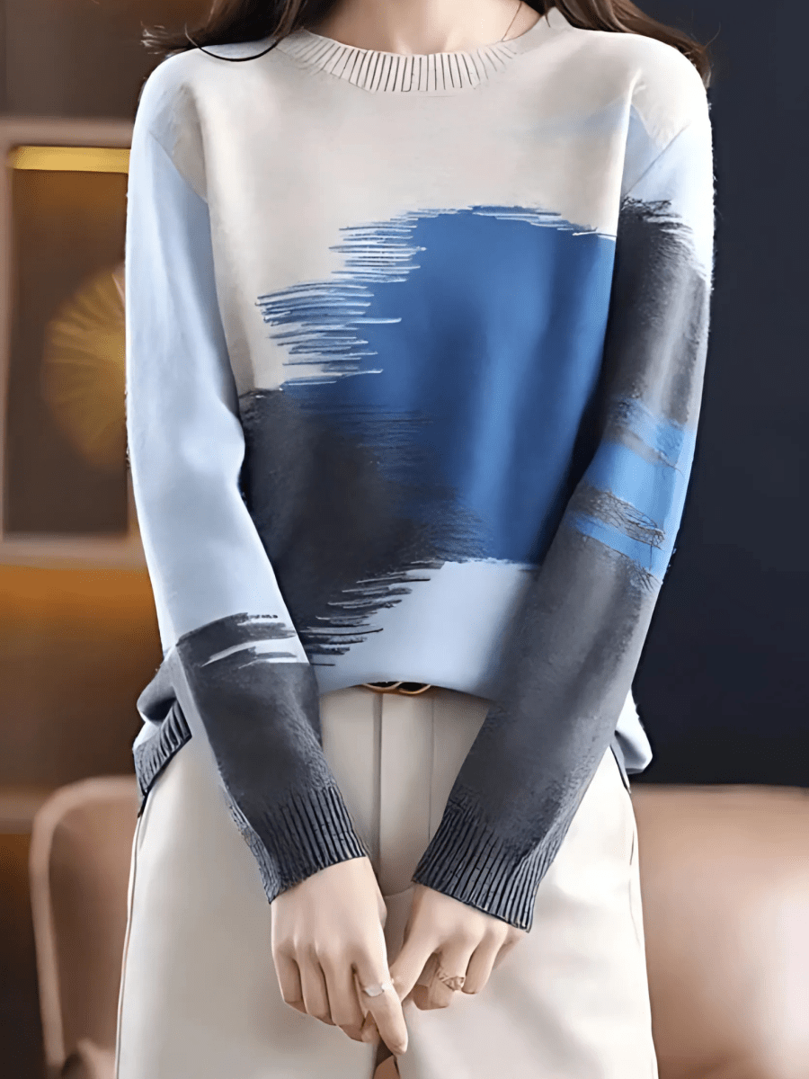 Dayana Trui | Dames Winter Gebreide Trui met Abstract Print