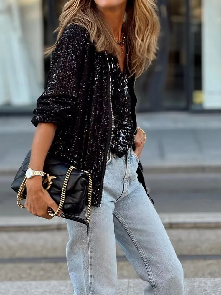 Quinnette Jas | Vrouwen Glitter Jas