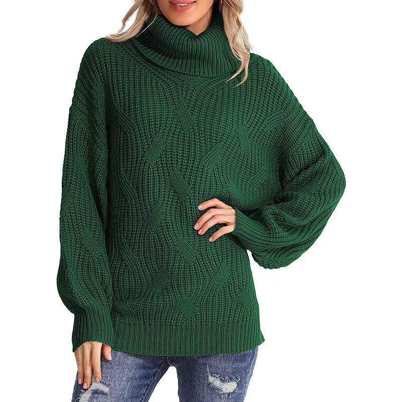 Ulliana Jumper | Dames Herfst Kabelgebreide Coltrui Jumper Met Geribde Mouwen