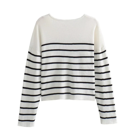 Reese Vest | Gestreepte Knoopsluiting Vest met Zakken