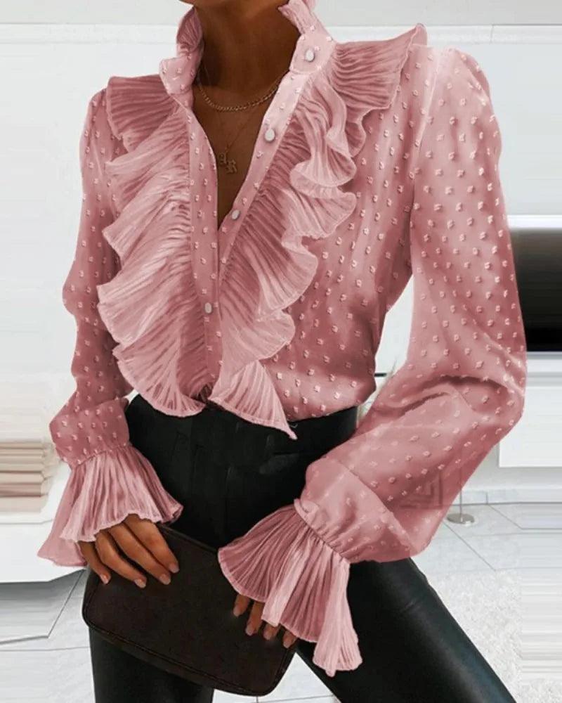 Blouse met ruches en lange mouwen | Natalia Blouse - Carla Moda