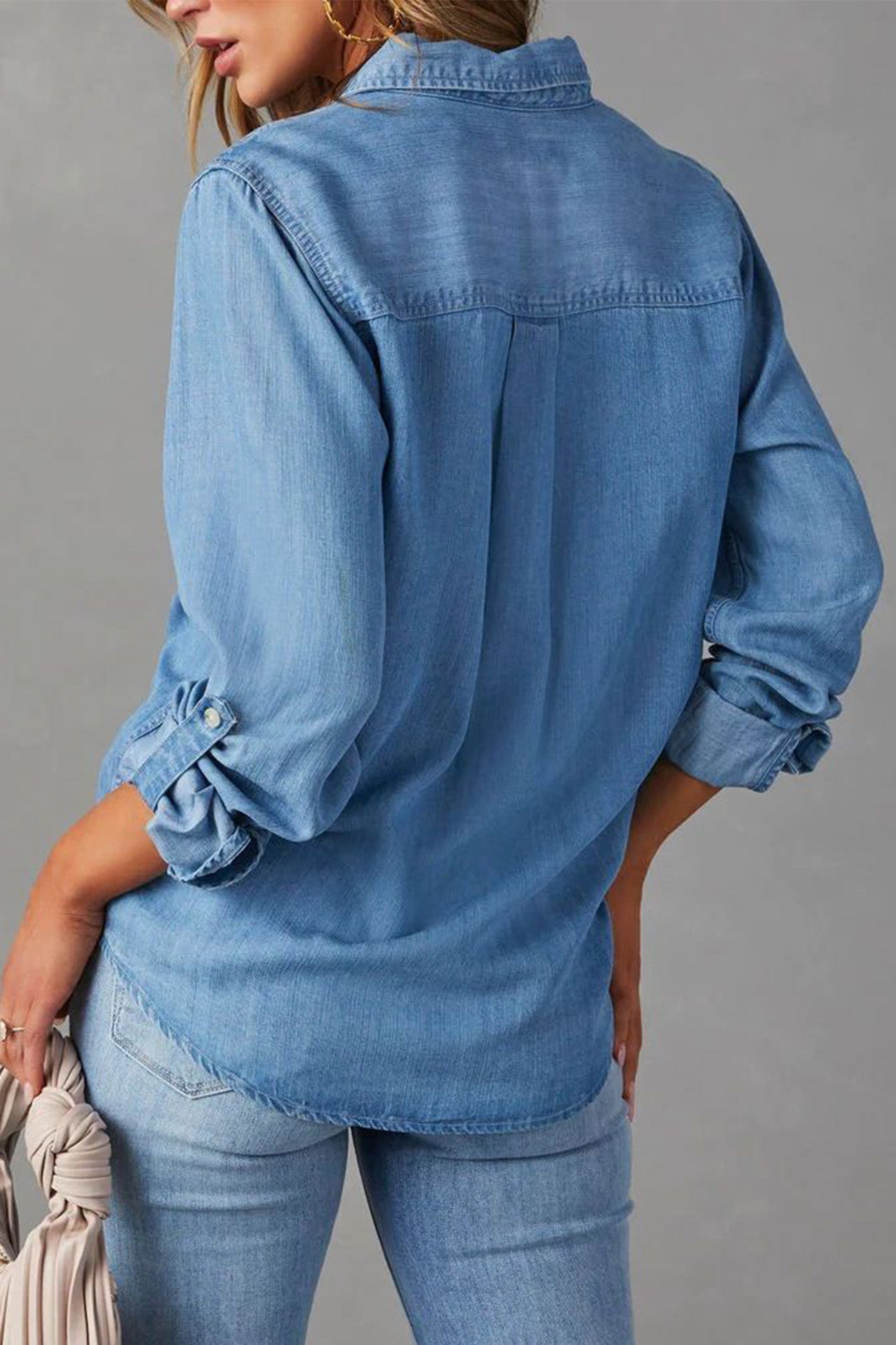 Salome Blouse | Dames Herfst Denim Blouse met Knopen en Lange Mouwen