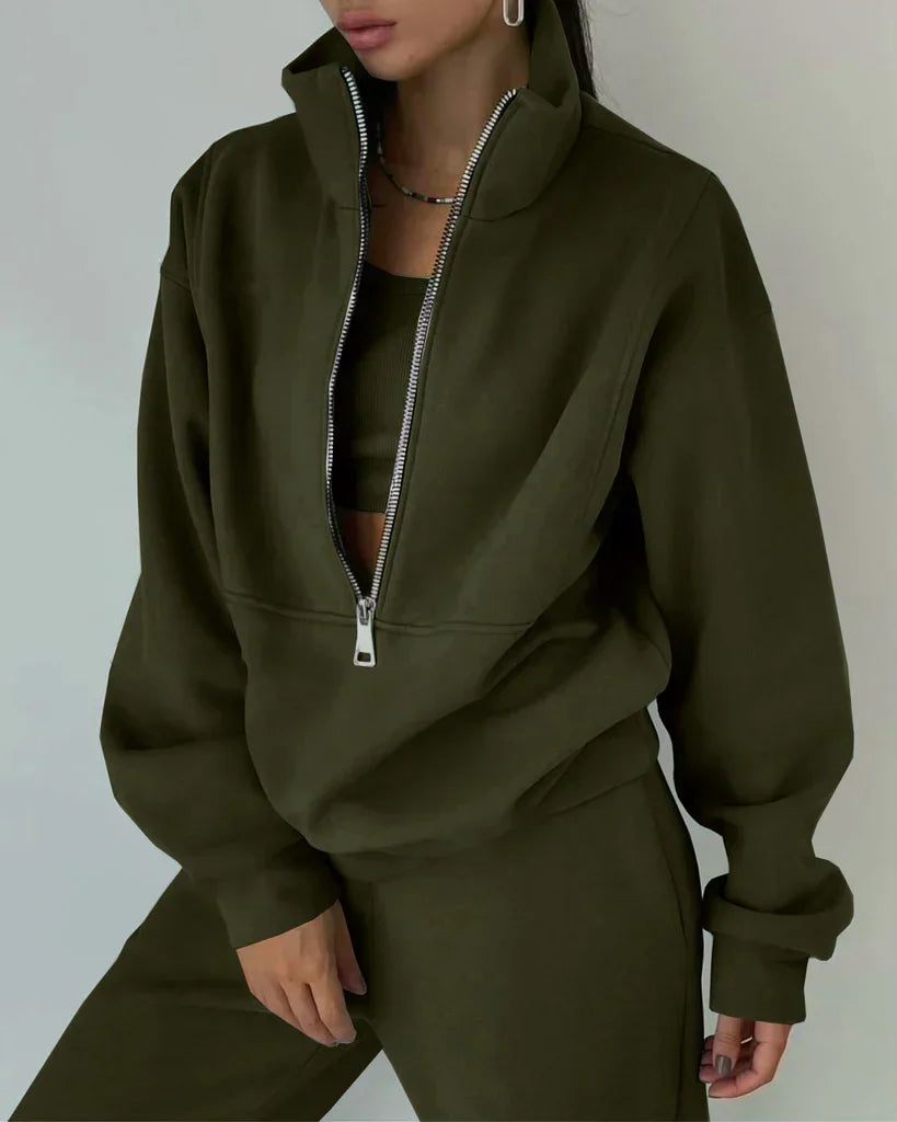 Sadie Sweatshirt | Dames Herfst Half-Zip Sweatshirt en Broek