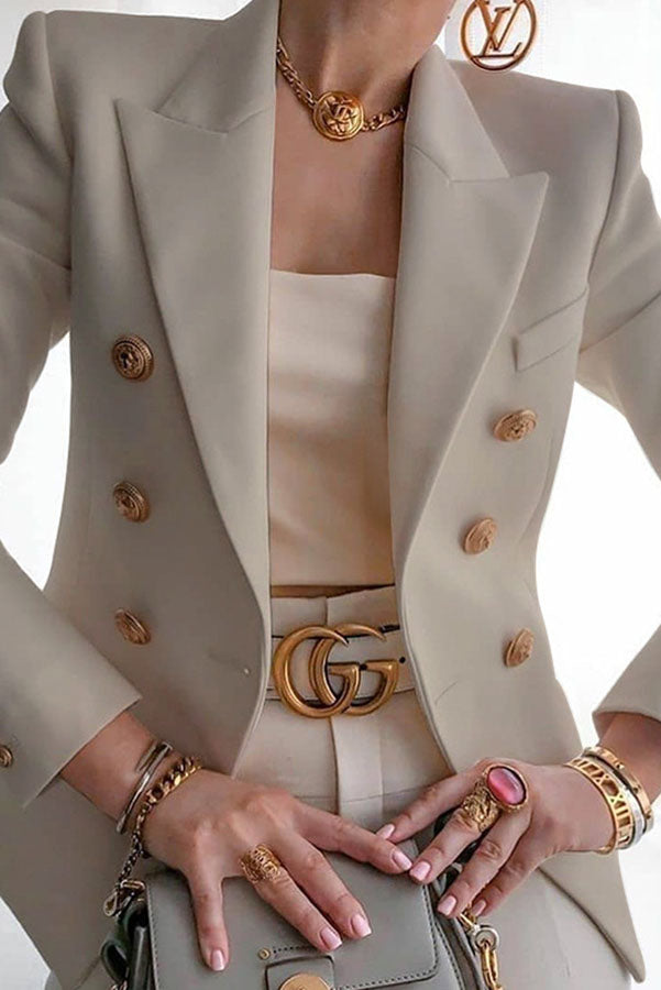 Wanya Blazer | Dubbelrij Blazer met Gouden Knopen
