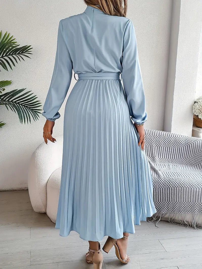 Veronica Jurk | Dames Herfst Midi Jurk met Plissé en Ceintuur
