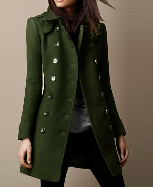 Brielle Jas | Dames Herfst Wolmix Jas met Dubbele Rij Knopen