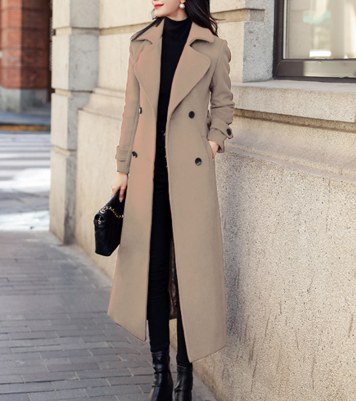 Yasmin Coat | Herfst Lange Double-Breasted Jas