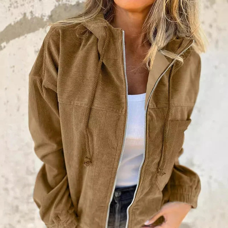 Ubertina Jas | Dames Herfst Casual Hooded Jas met Rits