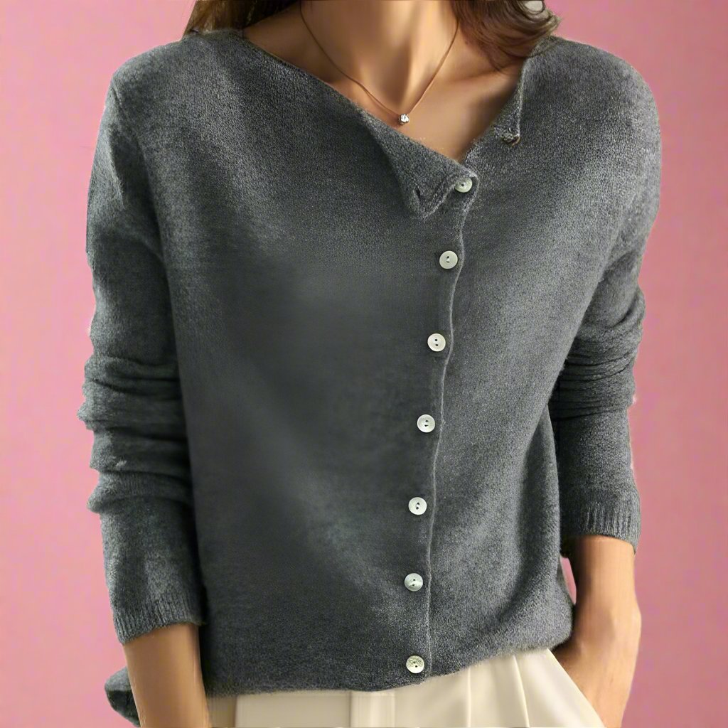 Myrthe Trui | Stylish Cardigan met Asymmetrisch Knopenontwerp |