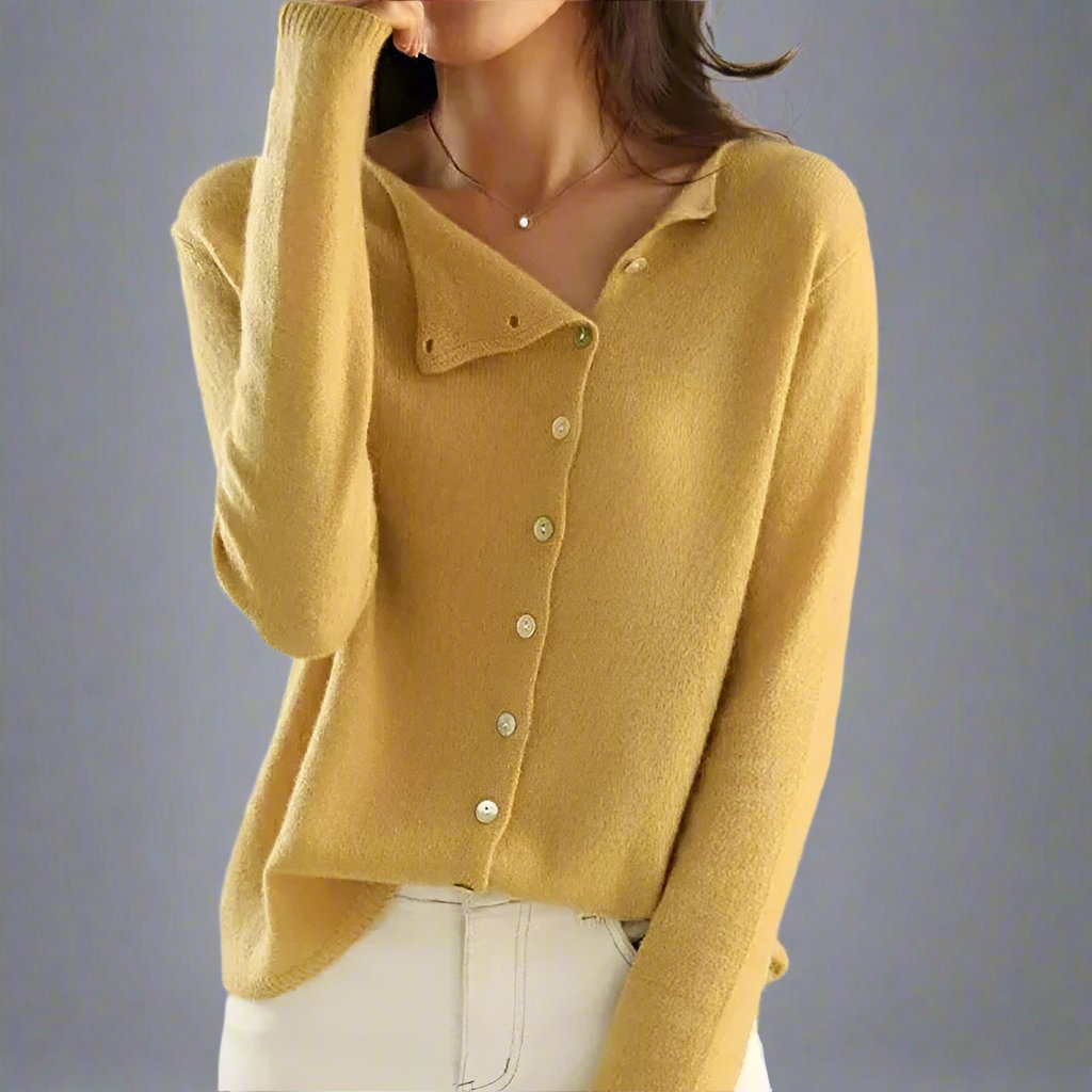 Myrthe Trui | Stylish Cardigan met Asymmetrisch Knopenontwerp |