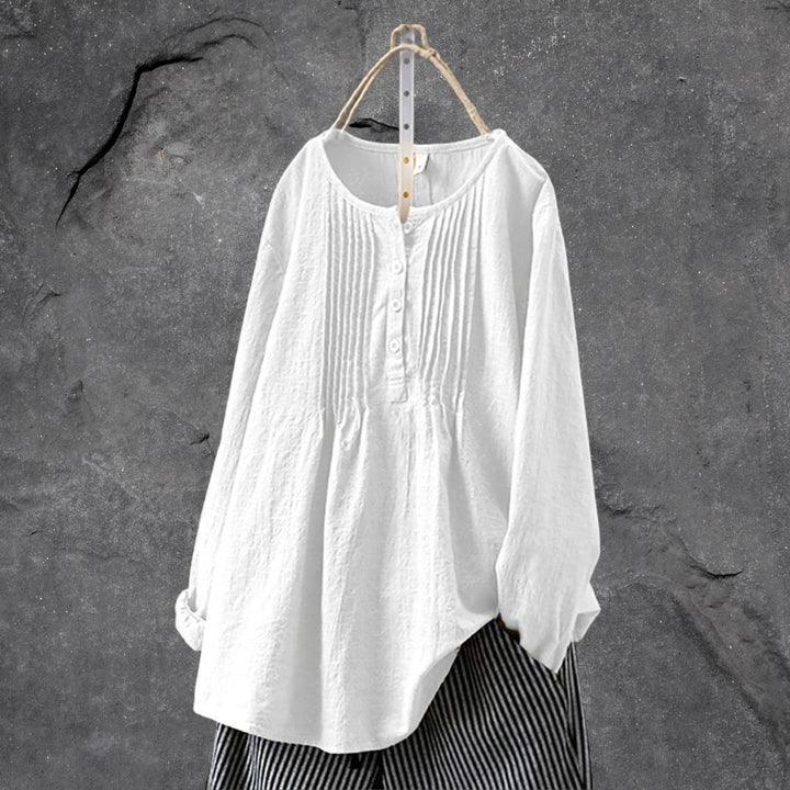 Nikka Blouse | Losvallende Blouse met Knoopsluiting en Plooitjes - Carla Moda