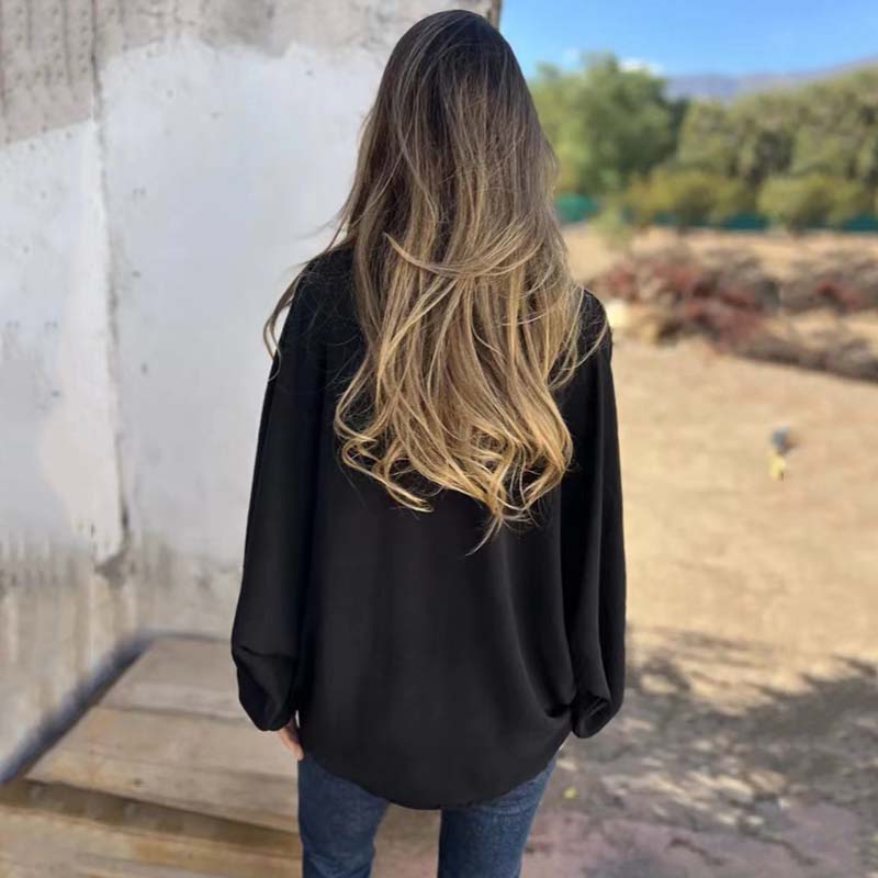Verena Blouse | Dames Herfst Blouse met Knoopsluiting en Ballonmouwen
