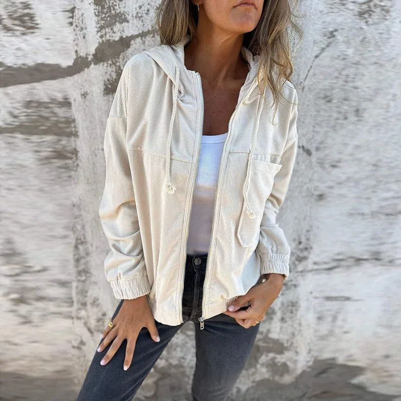 Ubertina Jas | Dames Herfst Casual Hooded Jas met Rits
