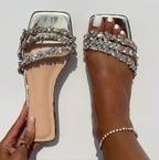 Dames Platte Sandalen met Strass Details