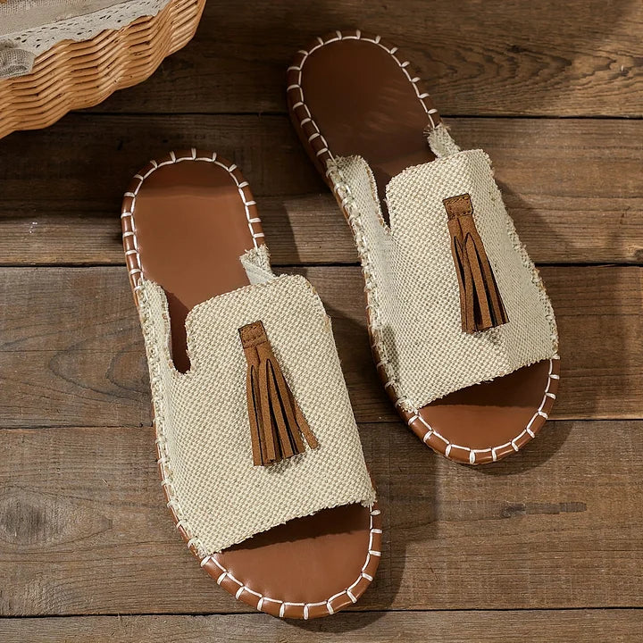 Dames Open Teen Instap Sandalen met Kwastjes