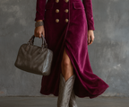 Dames Fluwelen Blazer Maxi Jurk