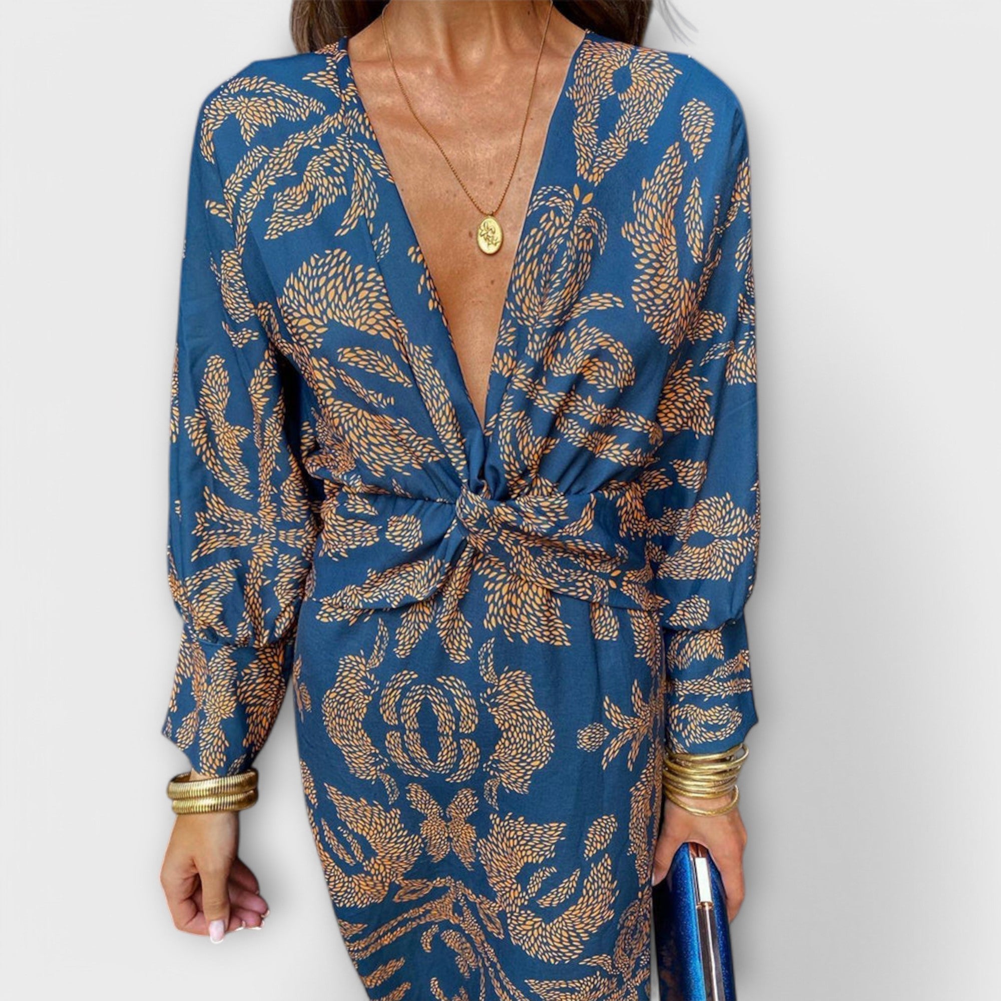 Dames Elegante Midi Jurk met Lange Mouwen