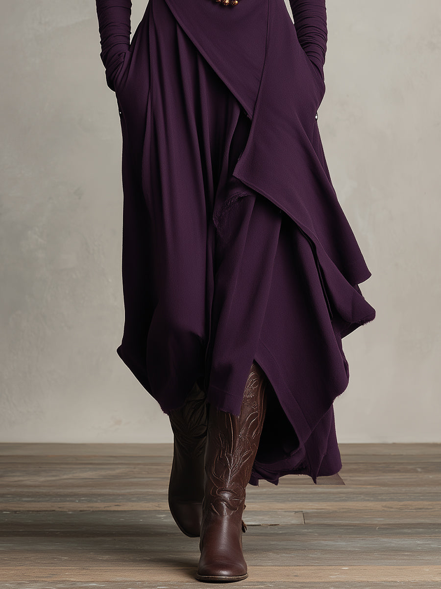 Dames Asymmetrische Gebreide Maxi Jurk