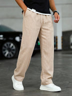 Heren Casual Broek met Trekkoord en Linnen Look Montarello