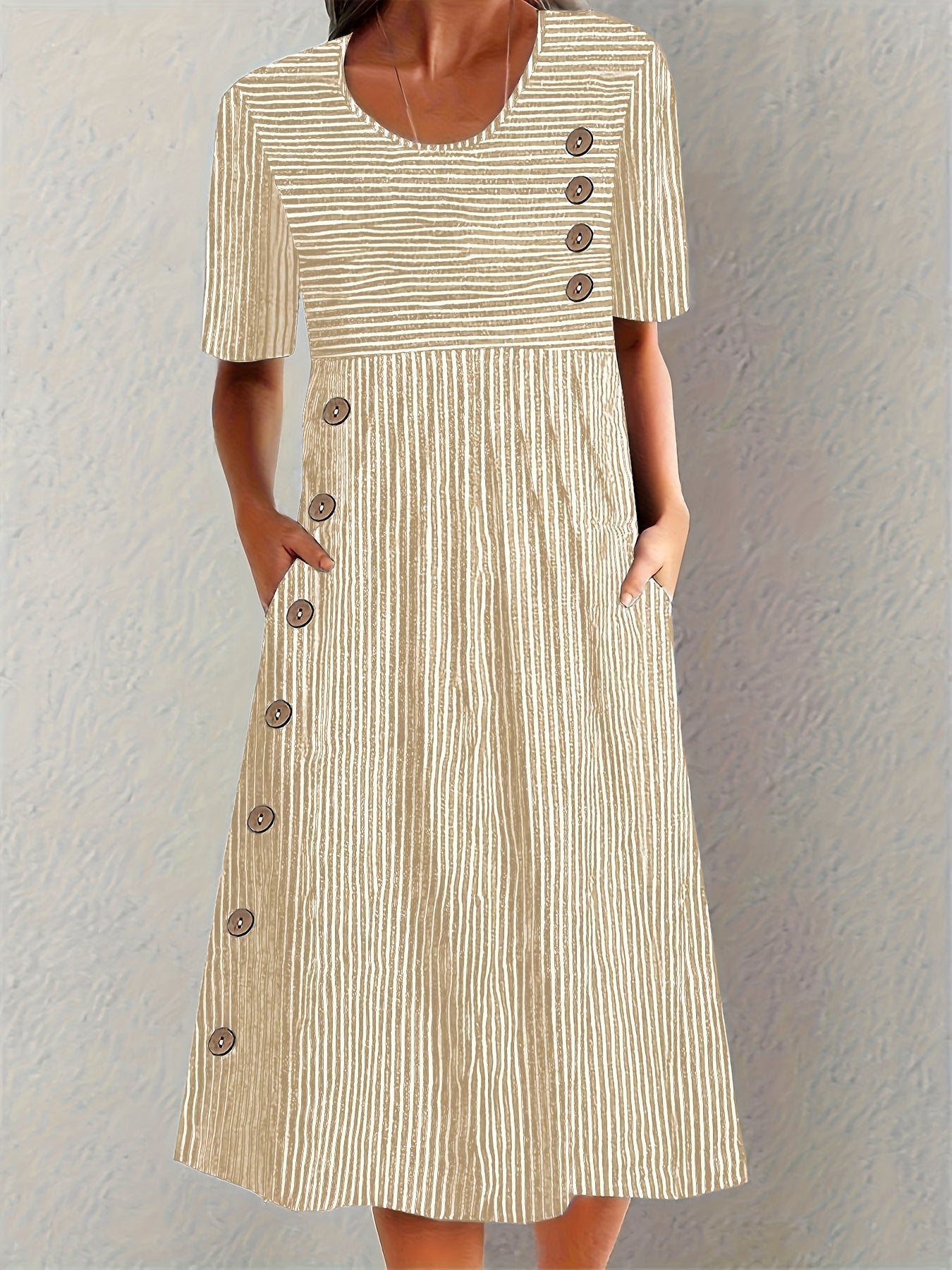 Women's Striped Summer Midi Dress