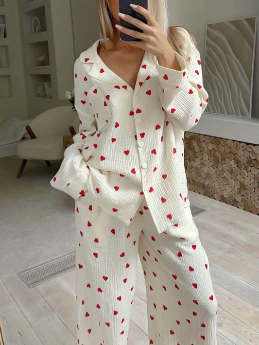 Mercy Pajama's | Lange Mouw Hart Print Pajama Set