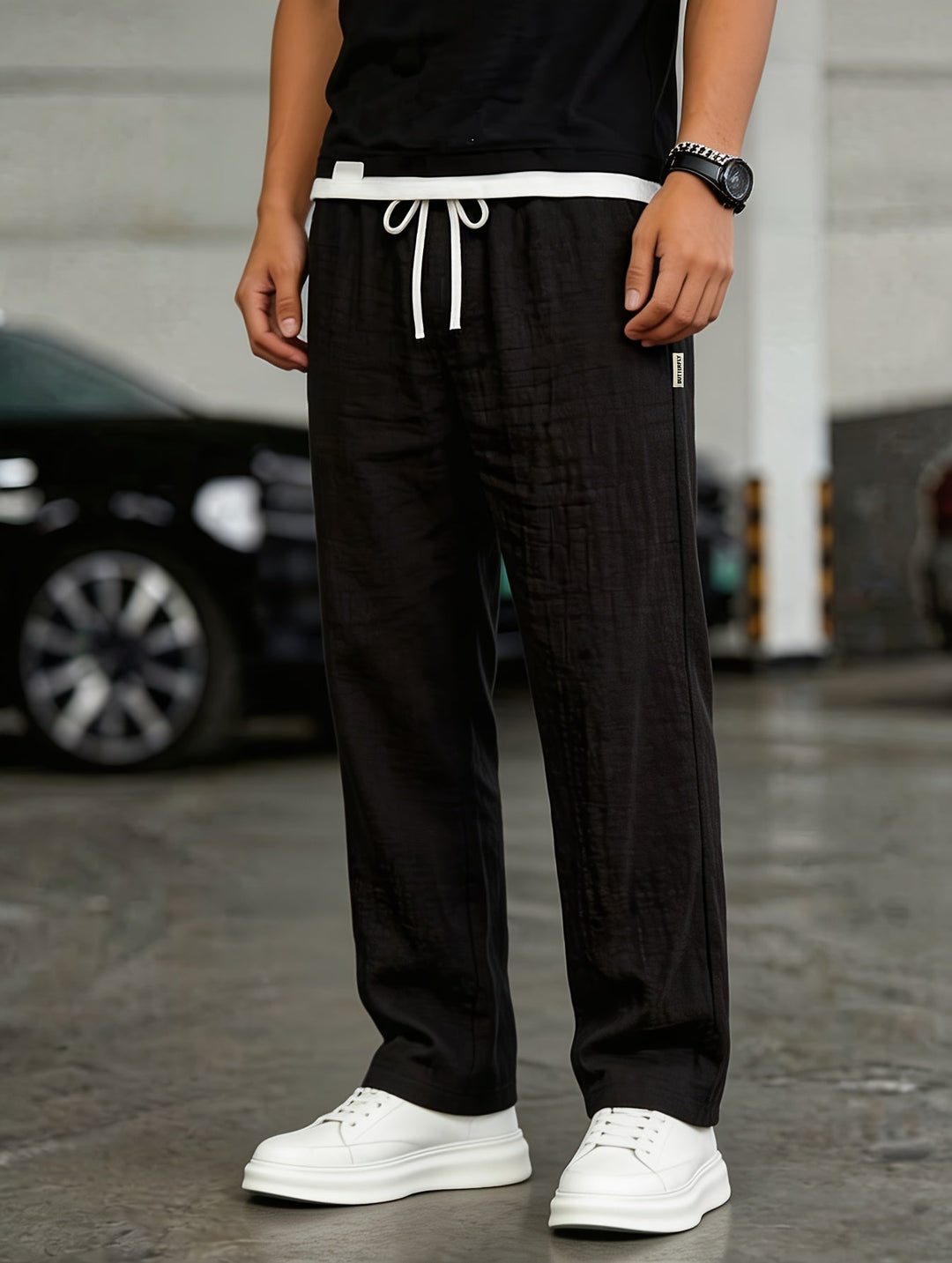 Heren Casual Broek met Trekkoord en Linnen Look Montarello