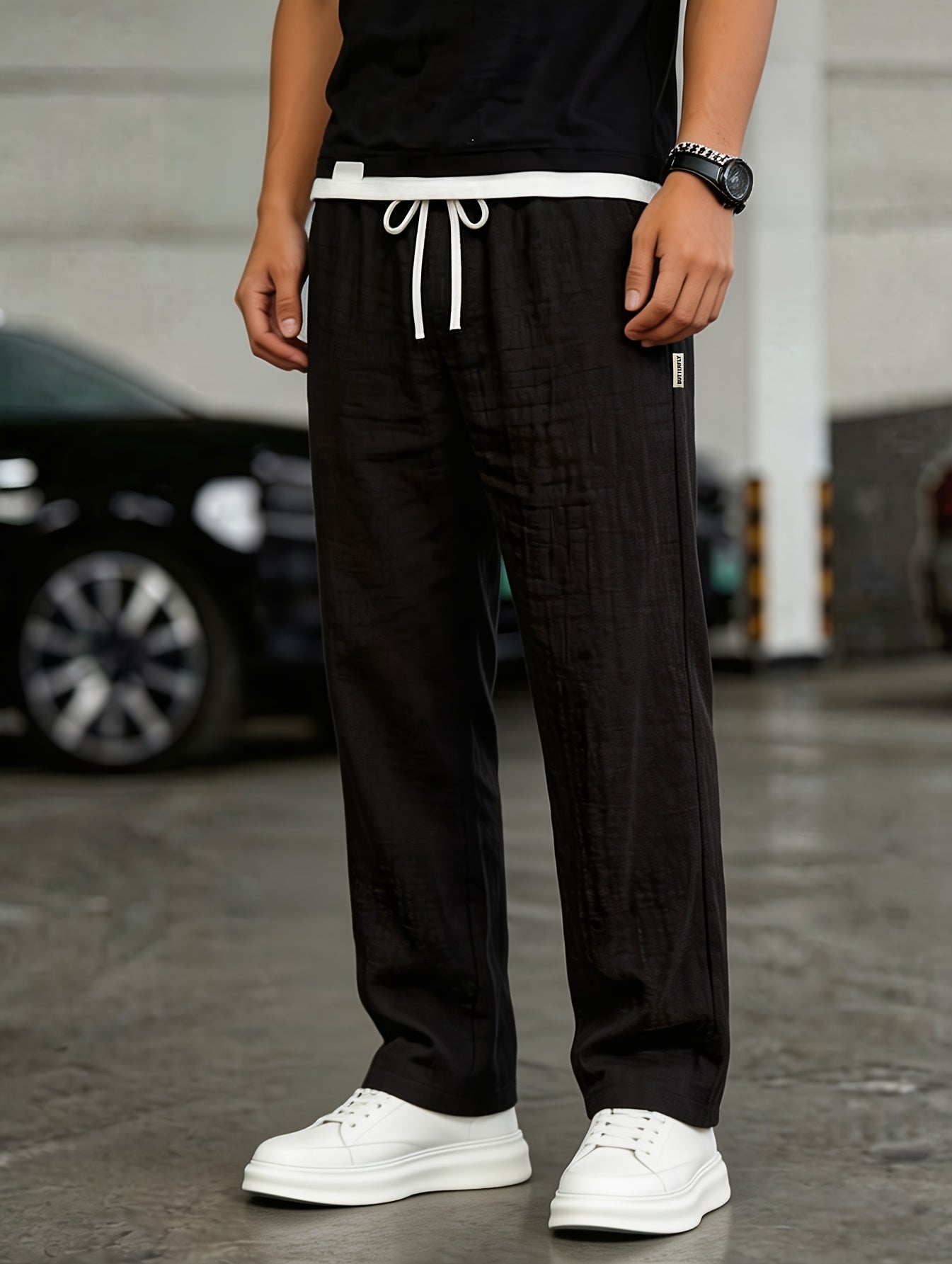 Heren Casual Broek met Trekkoord en Linnen Look Montarello