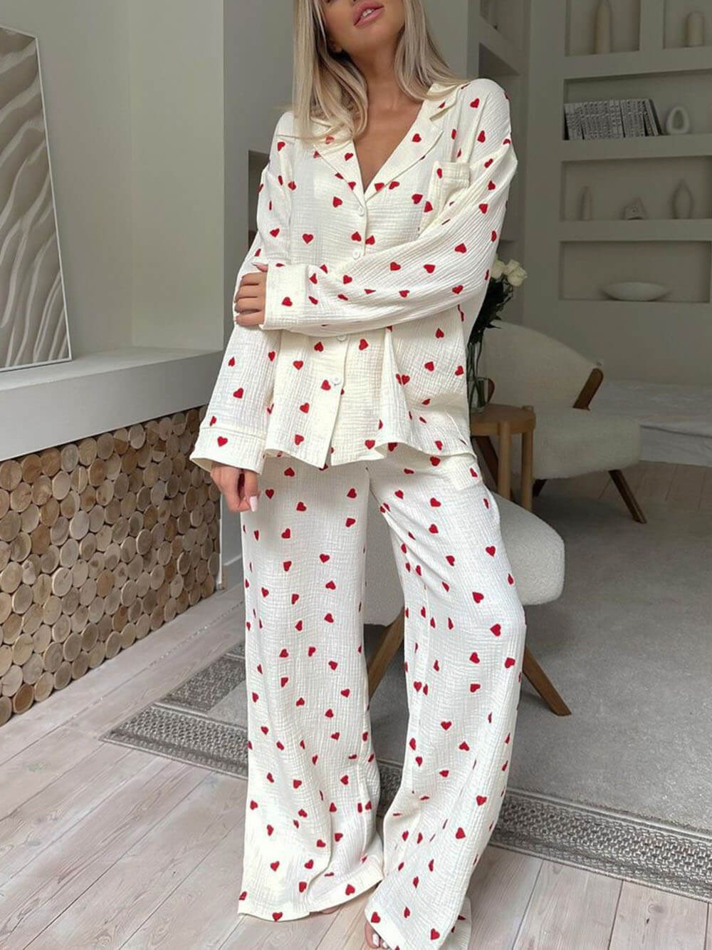Mercy Pajama's | Lange Mouw Hart Print Pajama Set