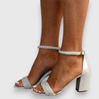 Dames Open Teen Blokhak Sandalen met Enkelband