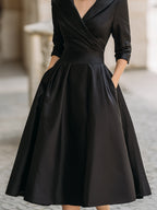 Dames Satijnen Midi Jurk Elegant