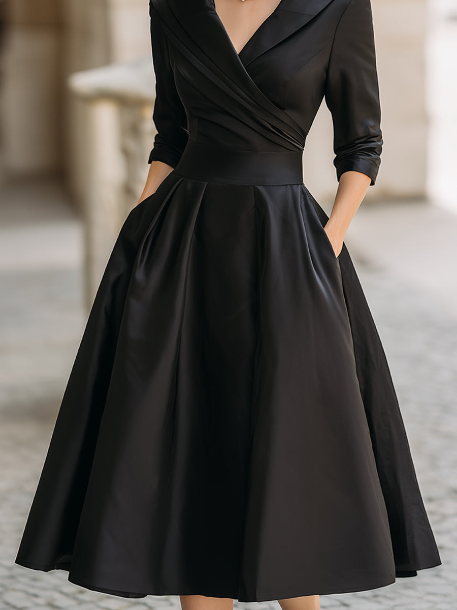 Dames Satijnen Midi Jurk Elegant