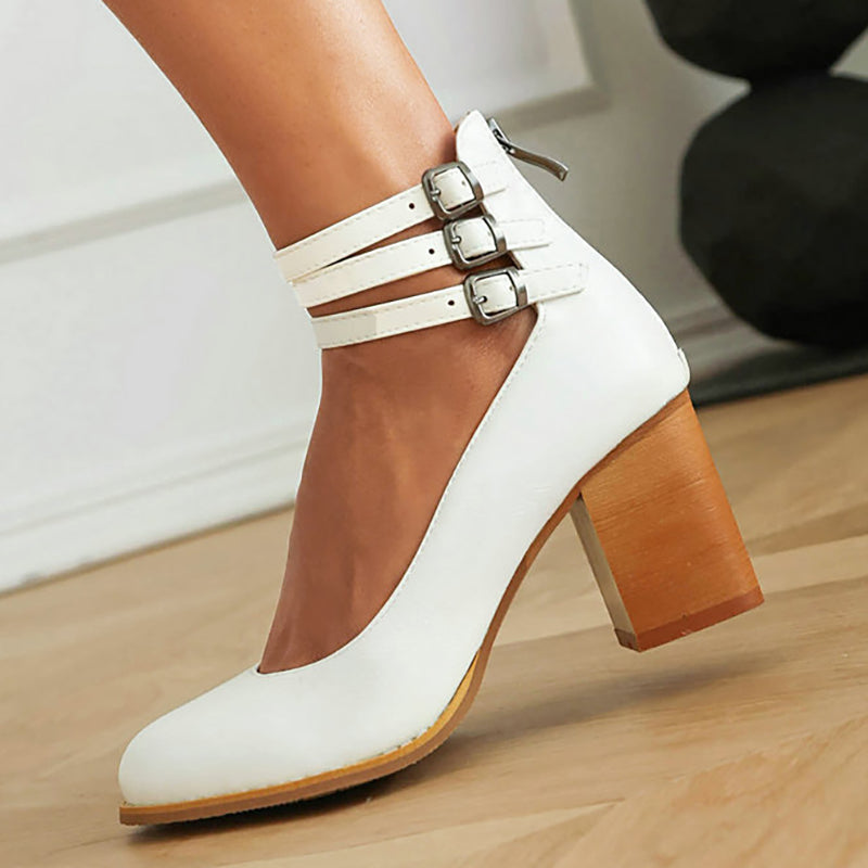 Dames Sandalen met Enkelband en Dikke Hak